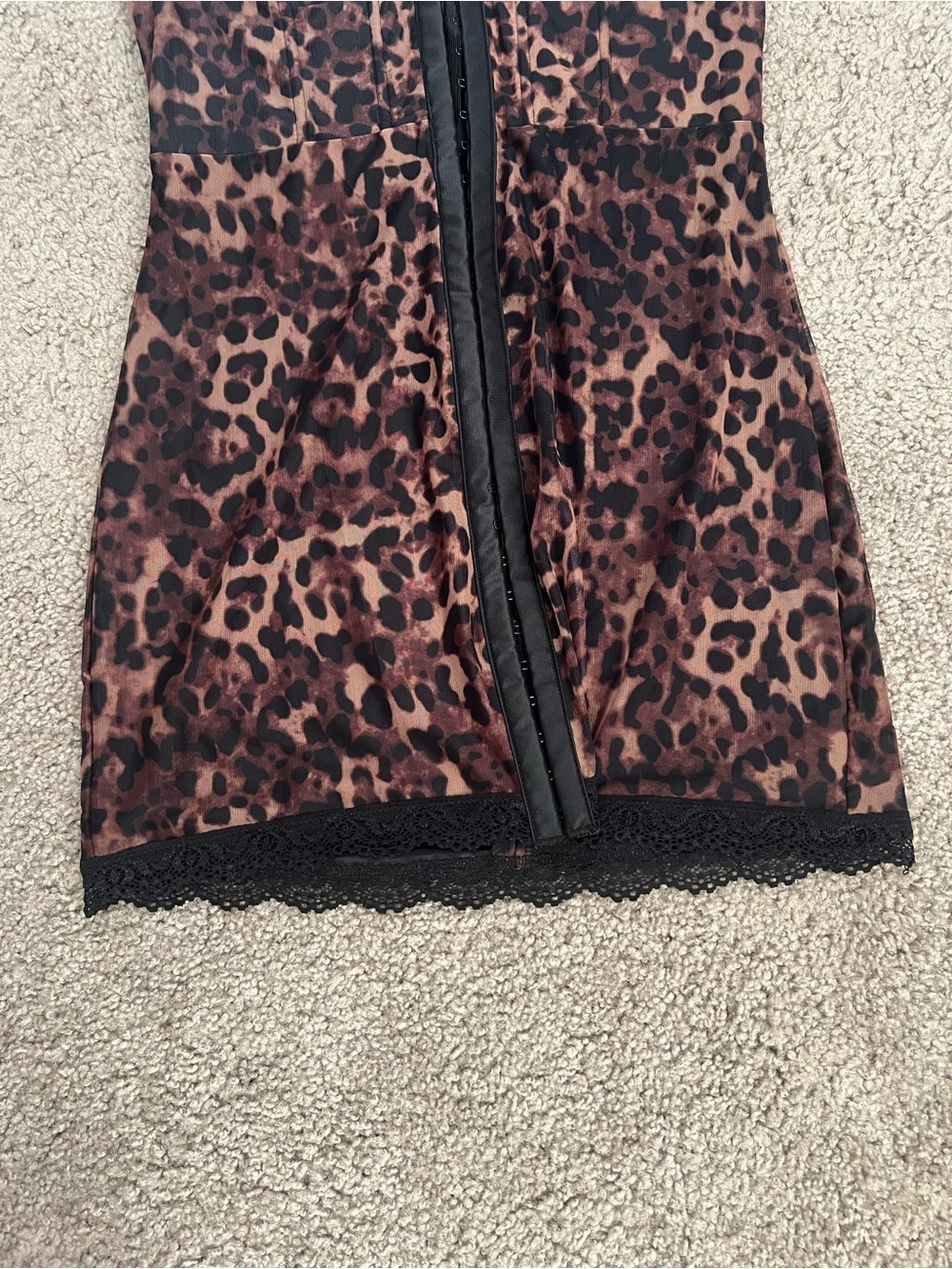 Dollskill Leopard Mini Corset Dress with Lace Detail - Picture 3 of 4